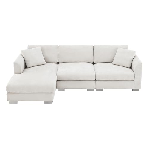 WILLIAMSPACE 96" Cloud Sectional Sofa Couch for Living Room, Modern Upholstered L-Shape Sofa 3 Seater Couch with Oversized Chaise, Corner Sofa for Apartment, Chenille (Left-Facing,Minsk Gray)