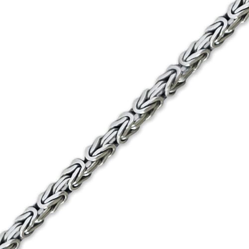 925 Sterling Silver Solid Byzantine Chain Necklace - 2 mm Oxidized Non Tarnish Link Chains for Men Women 16