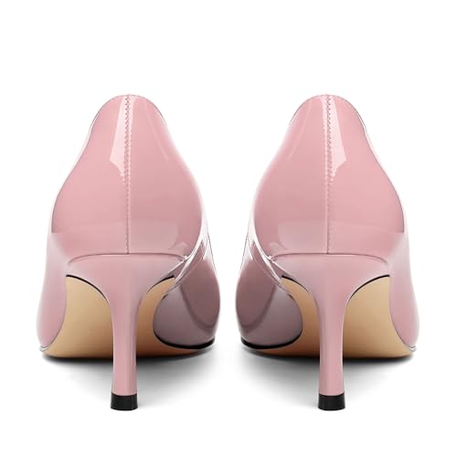 Image of Women Pointed Closed Toe 2.5 Inch Kitten Heel Slip On Pumps | Elegant Comfort Formal Dress Footwear, Versatile Ladies Shoes For Office Wedding Party Evening Daily Occasions