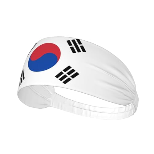 South Korea Flag Elastic Headband Moisture Wicking Sweatbands Head Bands for Women Men Hair Band for Sports Running Soccer Yoga Cycling