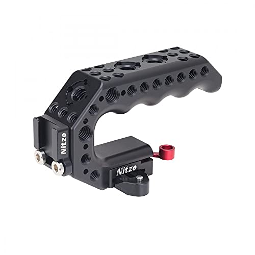 Image of Nitze PA28 Lil Stinger NATO Clamp Top Handle with 1 /4 3 /8 Thread n Locating Holes for DSLR Camera Cage (PA28M-AK)