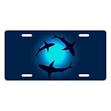 Muishi Peaceful Sharks Decorative License Plate, Vanity Tag, Metal License Plate, Aluminum Novelty License Plate Home Decor for Men/Women/Boy/Girls 6 X 12 Inch (4 Holes)