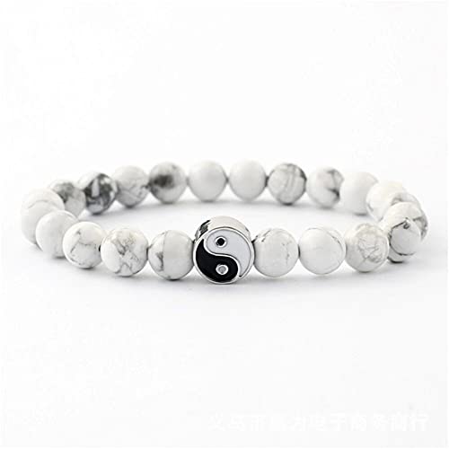 2-3Pcs Handmade Yin Yang Natural Stone Bead Bracelet Set for Women Men Best Friend Adjustable Braided Cord Strand Tai Chi Gossip Couple Matching Bracelet Friendship Jewelry Gift 7
