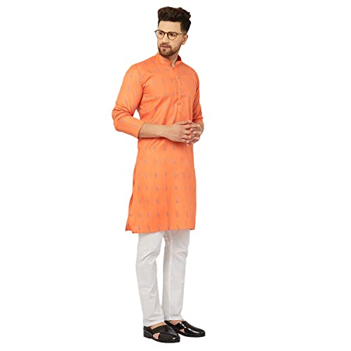 Image of Traditional Cotton Self Design Kurta Pajama Set For Men