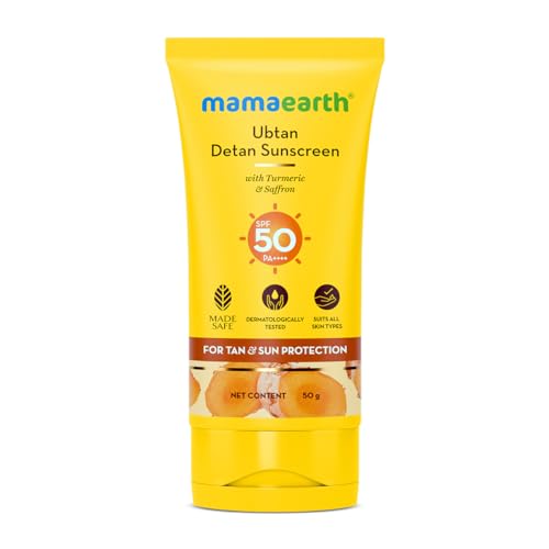 Mamaearth Ubtan Detan Sunscreen With Turmeric & Saffron | SPF 50 ...