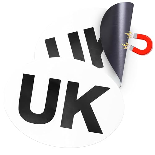 Magnetic Car Stickers for Europe - Pack of 2 | 178mm x 133mm UK Car Magnet Badge for Driving Abroad | Waterproof & Easy to Attach Sign for Cars Vans & Trucks | Tear-Resistant
