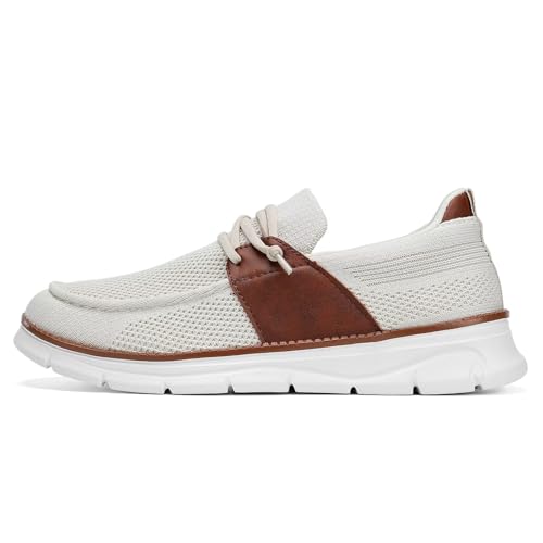 Image of Mens Casual Slip in Boat Shoes Fashion Lightweight Slip On Loafers Walking Beach Sneakers Work Mesh Oxfords Soft Sole