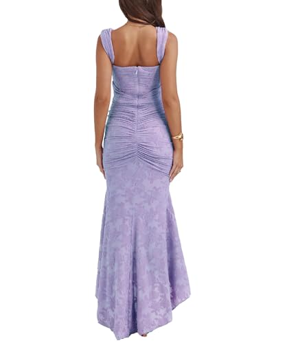 Robe queue de poisson en dentelle premium et design à chevrons - 5