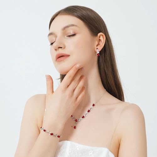 Image of GZWHD Wedding Jewelry Sets for Bride Bridesmaid Women Cubic Zirconia Necklace Earrings Bracelet Set Gift for Mother Friend Wife Daughter Sister Party Prom Jewelry
