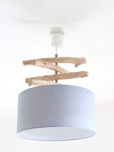 Lustre Bois Flotte Abat Jour Cylindre 40 Cm Gris Souris Suspension Cylindrique Plafonnier Rond Idee Cadeau Anniversaire Naissance Deco Chambre Enfant Amazon Fr Handmade