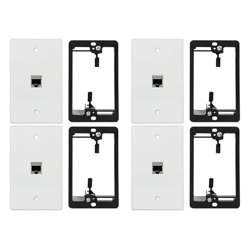 Pohmndz 2X Cat6�E�H�[���v���[�g1�|�[�g1�L�[�X�g�[���E�H�[���v���[�g�p�M�����ORJ45+��d�����t���u���P�b�g+���XCAT6A���S�V�[���h