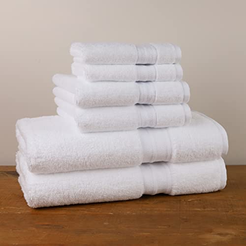 Sweet South By 1888 Mills 6-Piece Bath Towel Set | Made In The Usa, 100% Cotton | 2 Bath Towels, 2 Hand Towels, 2 Washcloths - White #TOP5
