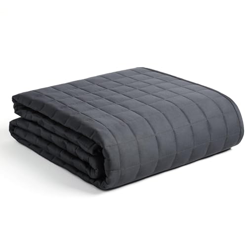 YnM 12lbs Weighted Blanket for Adults, Heavy Bed Throw Blanket with Cooling Glass Beads for All Season Use, Ideal for One Person of 110lbs (60x80 Inches, Queen Bed, Dark Grey)