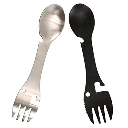 OHPHCALL 2Pcs Multi Function Camping Spork Durable Spoon Fork Combination Ergonomic Utensils for Outdoor Adventures Picnics and Family Dining