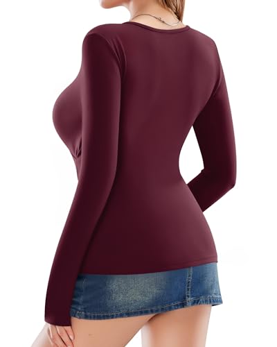 Image of Mangopop Women' Surplice Ruched Plunge Neck Deep-V Long Sleeve Bodysuit Jumpsuits