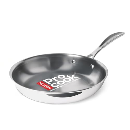 Image of MILTON Pro cook Triply Mini Fry Pan 14 cm | 3-Layer Stainless Steel,Induction & Gas Compatible,Even Heating,Less Oil Healthy Cooking,Durable Non-Toxic Fry Pan with Handle,Dishwasher Safe,3 Y Warranty