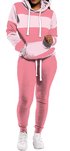 TOPONSKY Womens Blue Jumpsuit Jogging Suit Hoodie Sweatsuit 2 Piece Joggers Pink XL