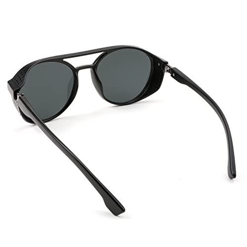 FEISEDY Classic Steampunk Sunglasses for Men Women Retro Round Gothic Shades Eyewear UV400 Protection B29574