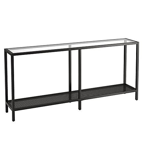Image of Henn&Hart 64 inch Wide Rectangular Console Table in Blackened Bronze, Entryway Table, Accent Table for Living Room, Hallway