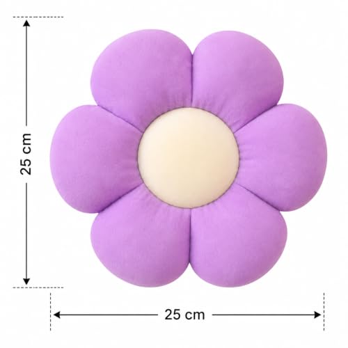 Image of AVSHUB Sunflower Shaped 6 Kali Throw Pillow Cute Preppy Home Decorative Floor Cushion with Fibre Filling Aesthetic for Sofa Bedroom, Living Room, Car, Office (Purple, 25CM)