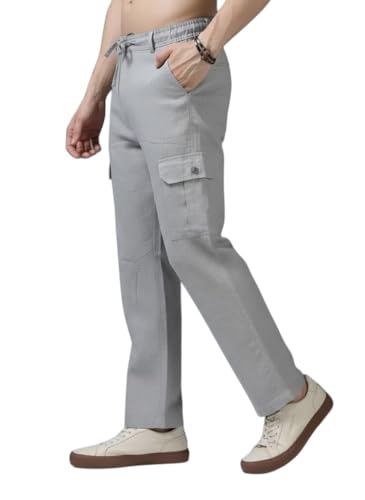 Image of Men's Multi Color Cargo Casual Trousers | Men's Regular Fit Straight Pants | Comfortable Stylish Cargo for Men | Soft Fabric for Everyday Wear, Travel & Office | Linen Cotton Bottom Wear