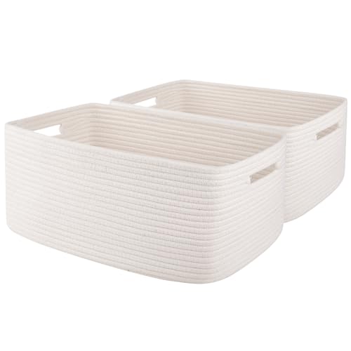 OIAHOMY Storage Basket for Shelves, Closet Cube Storage Bins Baskets for Clothes Blanket Towels, Baby Nursery, Toy Baskets Box, Woven Rope Basket,...