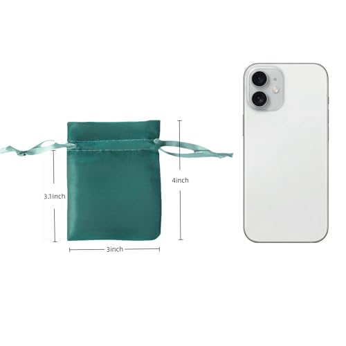 Image of QIANF 20 Pcs Dark Green Small Organza Bags 3X4 inch for Wedding Favors with Drawstring, Mini Mesh Gift Bags Jewelry Pouch for Candy Bridal Shower Party Favor Baby Shower Christmas