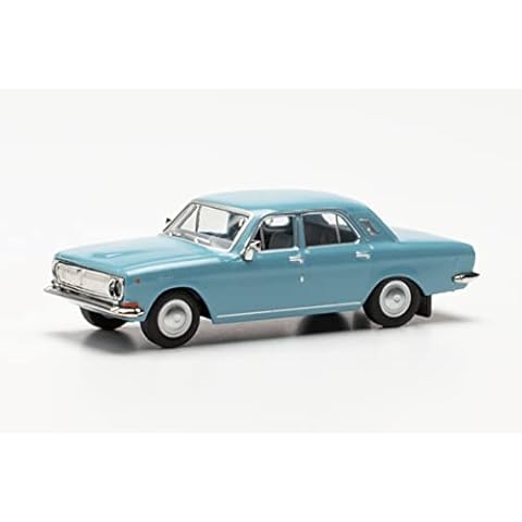 herpa 024334-004 M Modellauto Wolgla M 24, originalgetreu im Maßstab 1:87, Auto Modell für Diorama, Modellbau Sammlerstück, Deko Automodelle aus Kunststoff, Farbe: Pastellblau Wolga Miniaturmodell Cover
