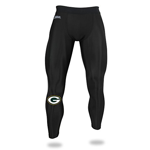 Zubaz Men's NFL Green Bay Packers Active Compression Legging - Black - Large