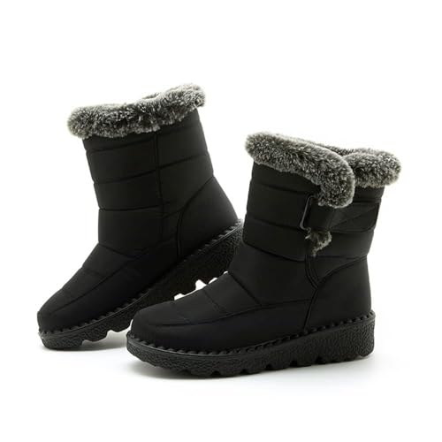 Women Men Lightweight Snow Boots Winter Anti-Slip Ankle Booties Warm Fur Lined Outdoor Waterproof Slip on Boots for Women