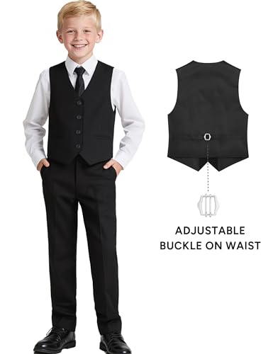 Image of Boy's 4 Button Formal Suit Vest with Tie