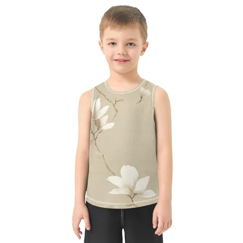susiyo Vintage Magnolia Flowers Boys Sleeveless Tank Top Girls Athletic T Shirt2