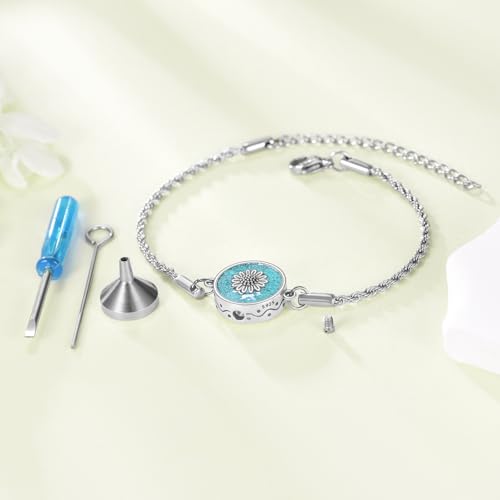 ONEFINITY Urn Bracelet for Ashes 925 Sterling Silver Abalone Shell Hummingbird/Dragonfly/Butterfly/Sunflower Cremation Jewelry for Ashes Keepsake Pendant Locket Bracelet for Women Mom4
