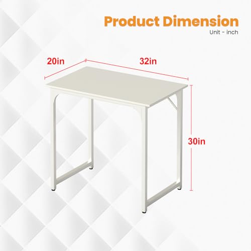 Image of PayLessHere | 32 Inch Computer Desk | White | Office Desk with Metal Frame, Adjustable Feet | Water-Resistant, Scratchproof Surface | Sturdy Writing Table for Home Office or Study | Pack of 1