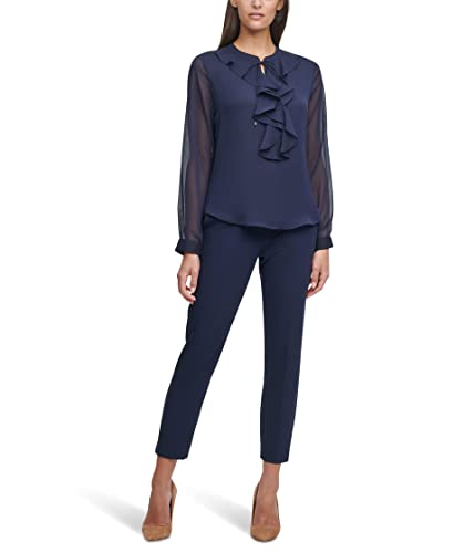 Tommy Hilfiger Women's Classic Long Sleeve Ruffle Front Blouse4