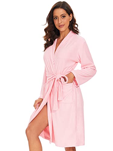 Image of Vislivin Womens Lightweight Bathrobe Soft Kimono Robes Terry Cloth Bathrobe Knee Length Bath Gown