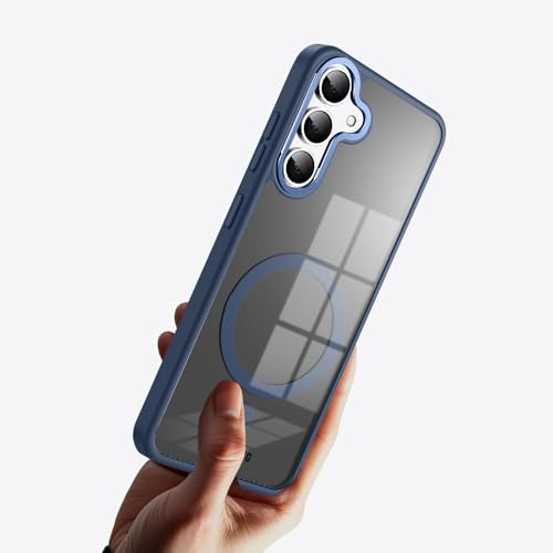 Image of KARWAN Translucent Hybrid Back Case Cover Compatible with Samsung A35 Shockproof Case with Camera Protection, N52 Magnet Cover Case with Magnetic MagEaze Wireless Charging Cover (Blue)