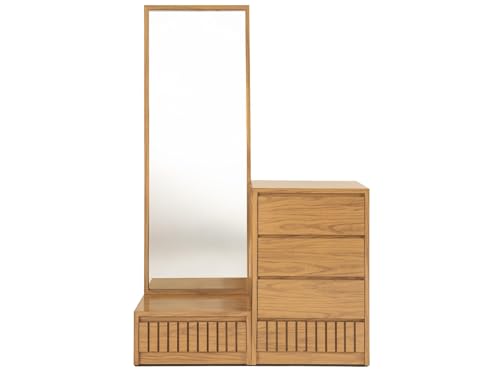Reviews de Cajonera Con Espejo los 5 más buscados. 43 Tocador - Cajonera con 4 Cajones y Espejo de Cuerpo Completo Color Natural - Madera Industrializada