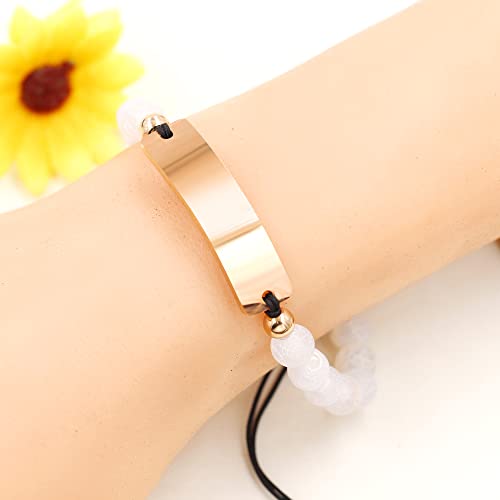 Custom Name Beads Bracelet For Women Personalized Engraved Name White Crackle Stone Bracelets For Mother Gifts Christmas Gifts Y1435 #TOP6