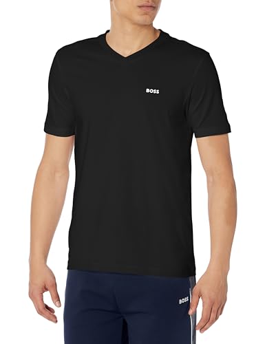 BOSS Men's Small Logo Cotton Vneck Short Sleeve Tshirt