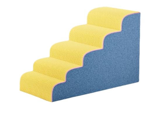 Arfobugペット階段 家庭用 小型犬 猫用 登山用はしご 滑り止めステップ 取り外し可能 洗える 多層ソファ用はしご (45cm,ブルー)