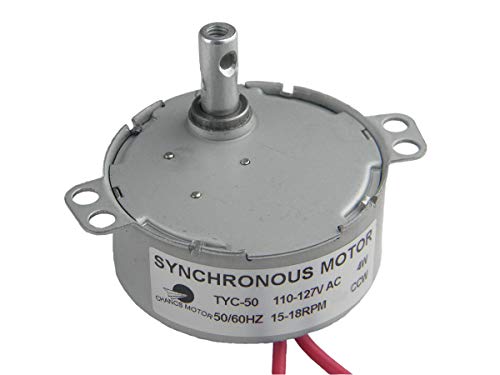 CHANCS TYC-50 Small Synchronous Motor 110V AC 15-18RPM Shaft Rotation CCW 4W Gear Motor for Electric...
