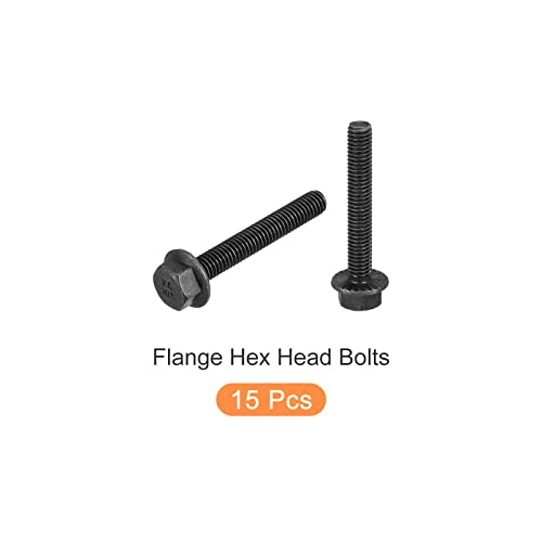 Image of METALLIXITY Flanged Hex Head Bolts (M6x40mm) 15pcs, Hexagon Serrated Flange Bolt Half Thread Screw - for House Construction Hardware Fasteners