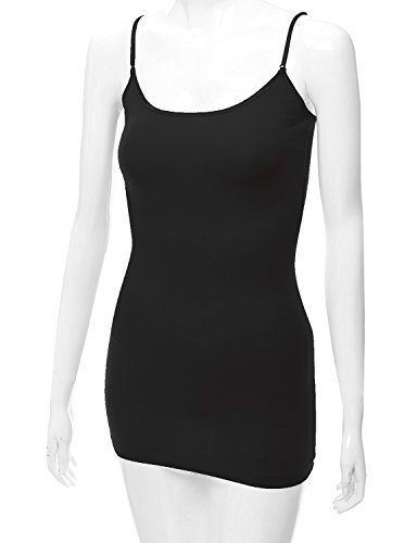 Xt1002L Adjustable Spaghetti Strap Basic Long Cami Tunic Tank Top Plus Size Black 3Xl #TOP2