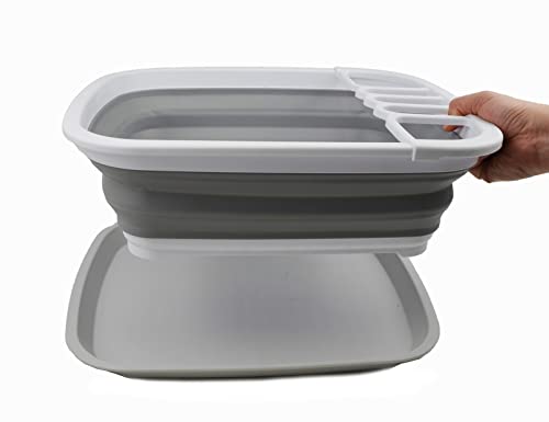 SAMMART 8L Collapsible Plastic Dish Drainer with Drainer Board, Foldable Drying Rack Set, Portable Dinnerware Organizer - Image 4