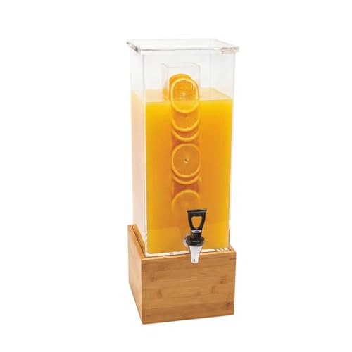 Image of Restaurantware Bev Tek 2 Gallon Beverage Dispenser 1 Square Drink Dispenser For Parties - With Infusion Core Bamboo Base Clear Acrylic Drink Dispenser With Stand Easy-To-Use Spigot