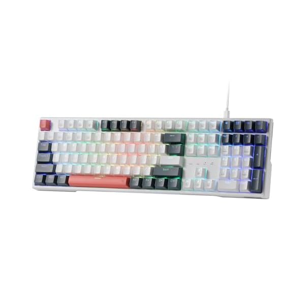 Redragon K668 RGB Gaming Keyboard, 104 Keys + Extra 4 Hotkeys Wired Mechanical Keyboard w/Sound Absorbing Foams, Upgraded Hot-swappable Socket, Mixed Color Keycaps, Red Switch
