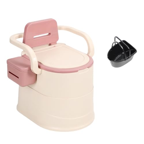 AOUCN ベッドサイドアームレストトイレ便器チェア、高安定性ベッドサイドトイレチェア、可動式、寝室、家庭用、、マタニティスツール、高齢者用、組み立て不要、抗菌/臨時/緊急/便利(ベーシック/アップグレード) (部屋のみ,ピンク)