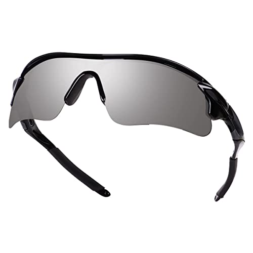 Image of Sports Sunglasses, Full-Coverage UV400 Protection, Hydrophobic Mirrored Lens, Lightweight Shatterproof Design, Mercury, (GREY /MERCURY)