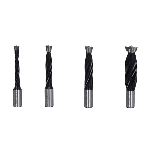 HSS End Mill Set, 4pcs HSS End Mill Set Woodworking Drilling Tool 6 8 10 15mm for Wood Processing, Model Making, Ball Door, Drawer Installation, Drill